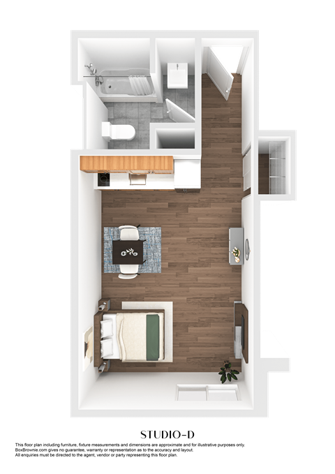 Floor plan for studio, 1 bath